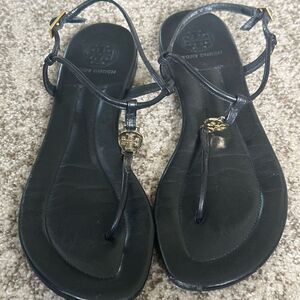 Tory Burch Emmy Black Leather Sandals 7.5